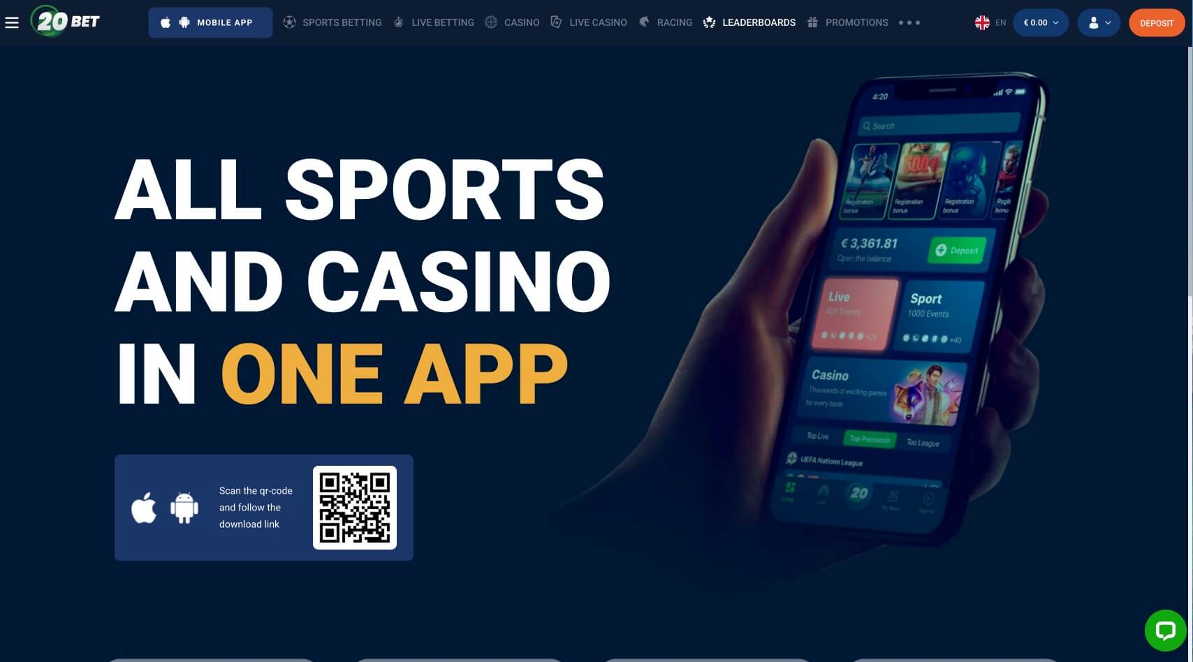 20Bet mobilna aplikacija za športne stave