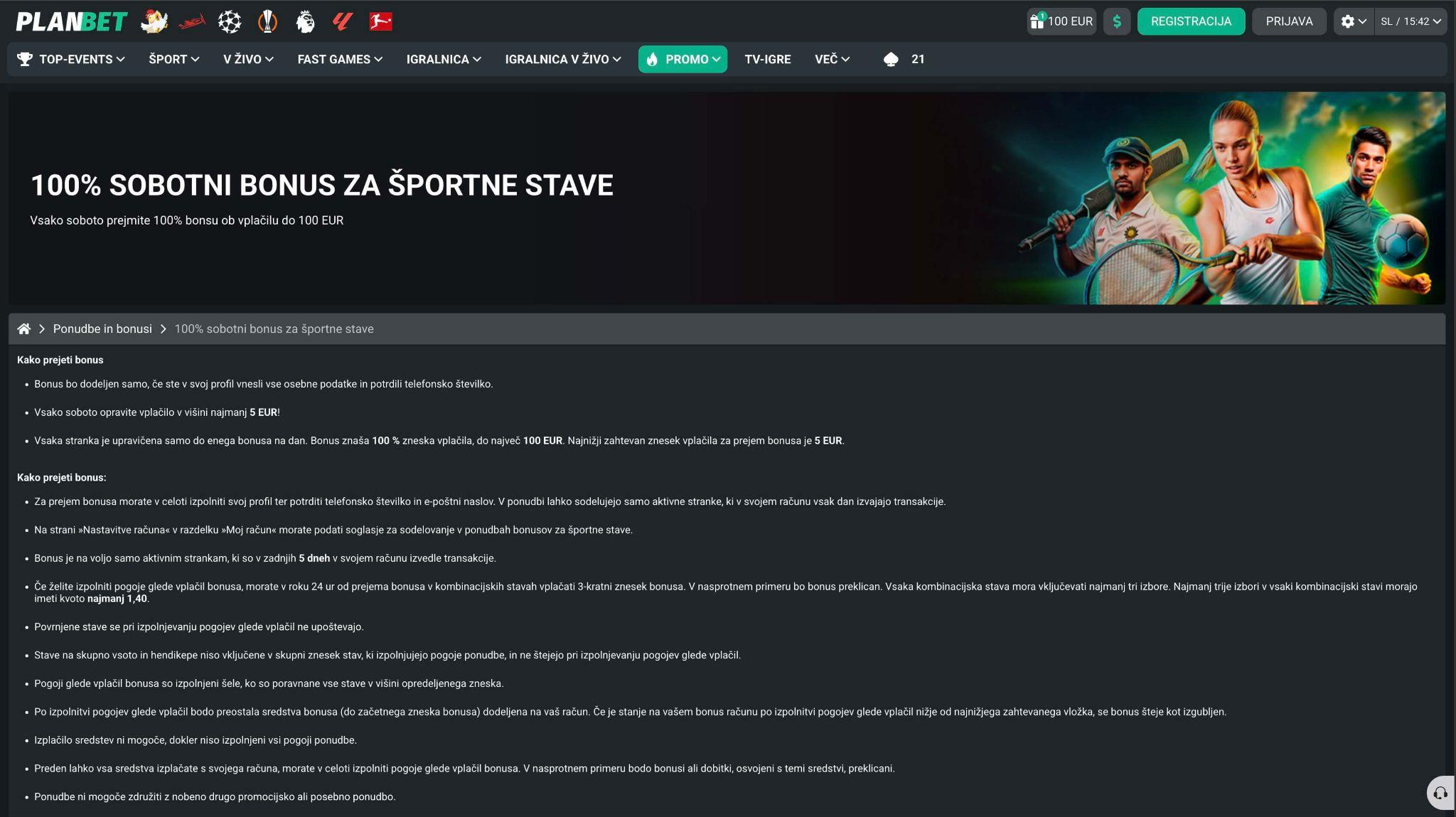 Bonus dobrodošlice za športne stave pri Planbet