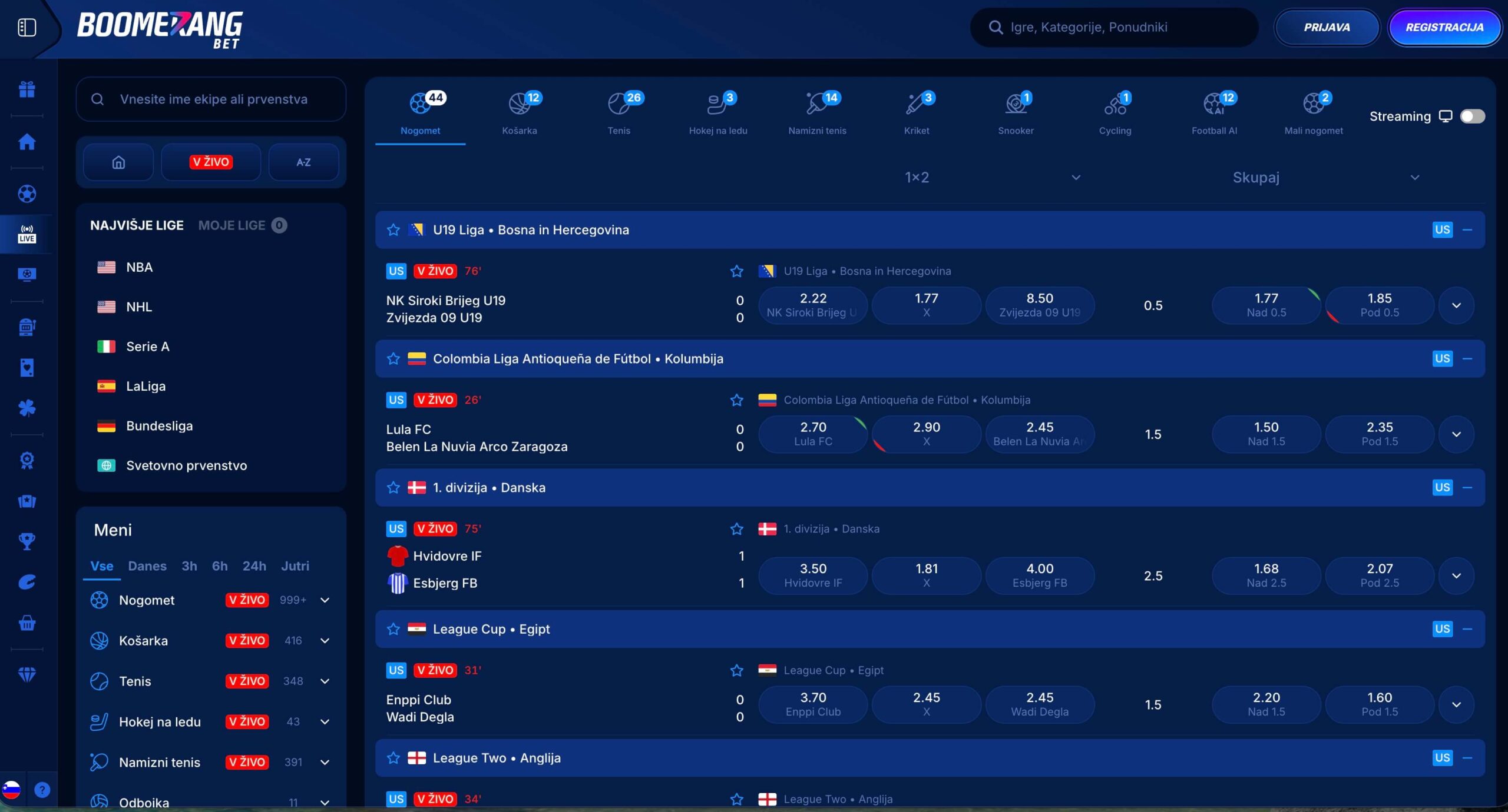 Boomerang Bet platforma za stave v živo z aktualnimi kvotami, športnimi trgi in mobilnim dostopom