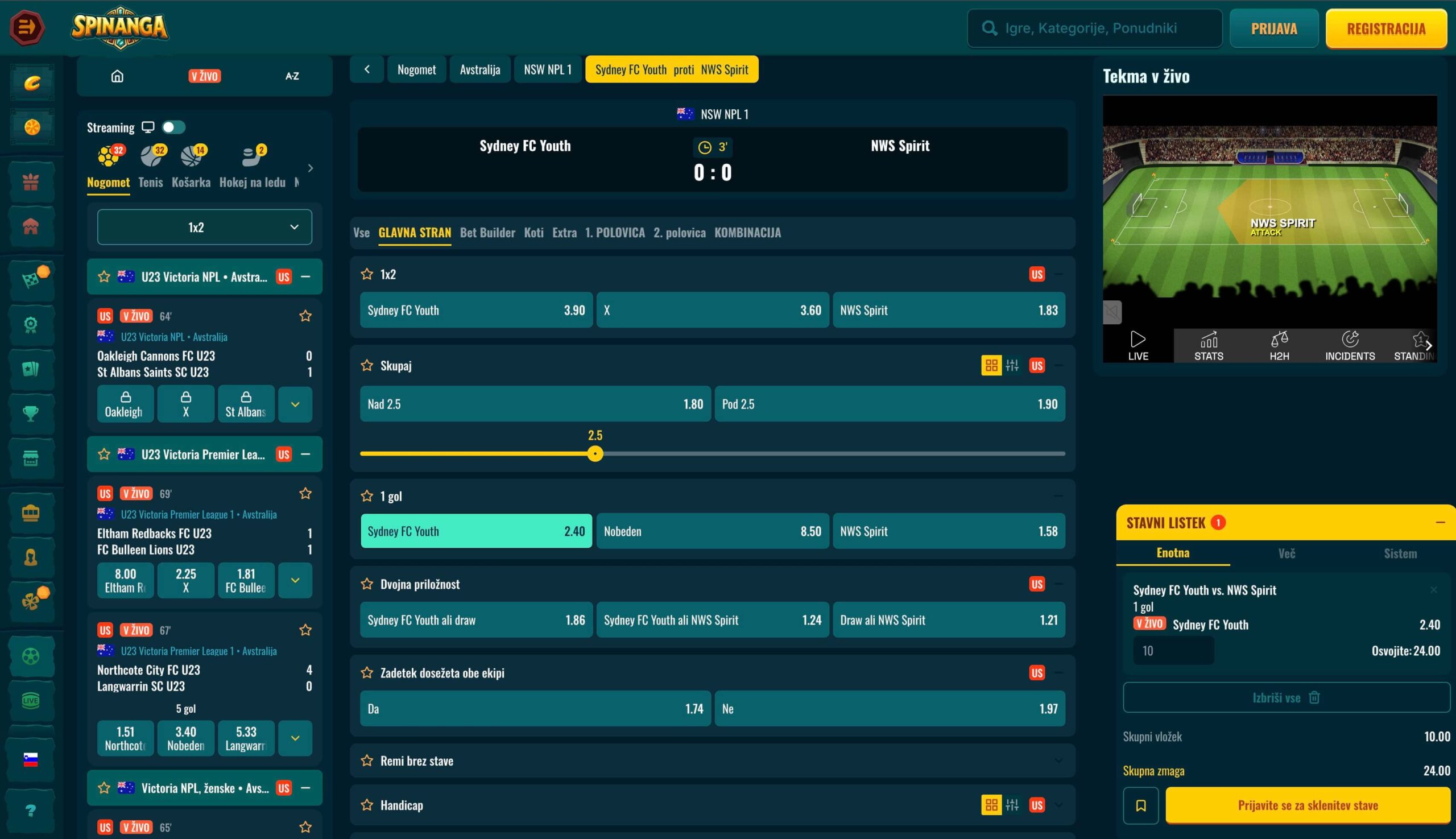 Spinanga stave na gole z BTTS trgom in stavami na prvi gol