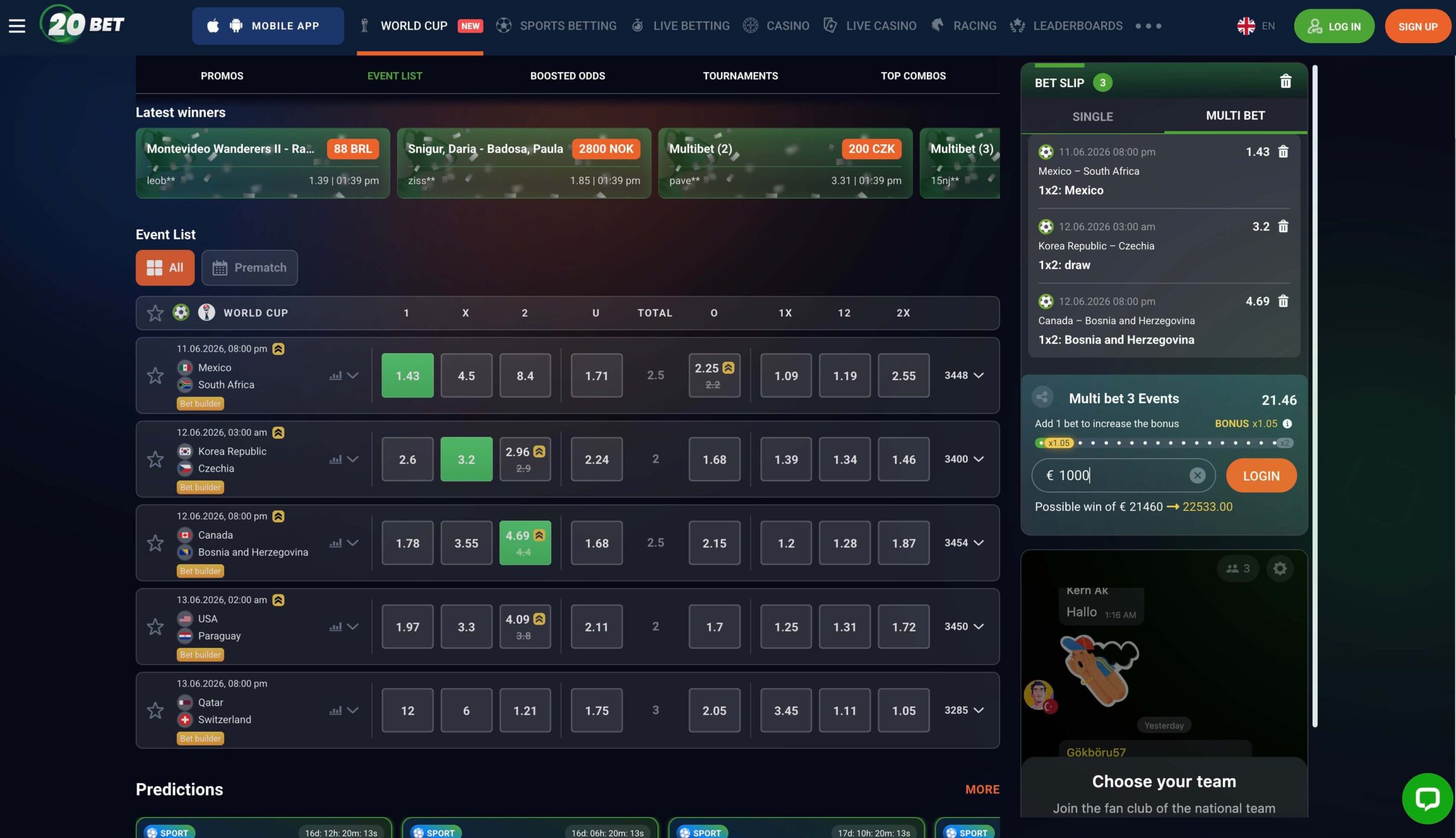 20Bet stave na nogomet z bogato ponudbo nogometnih trgov in konkurenčnimi kvotami