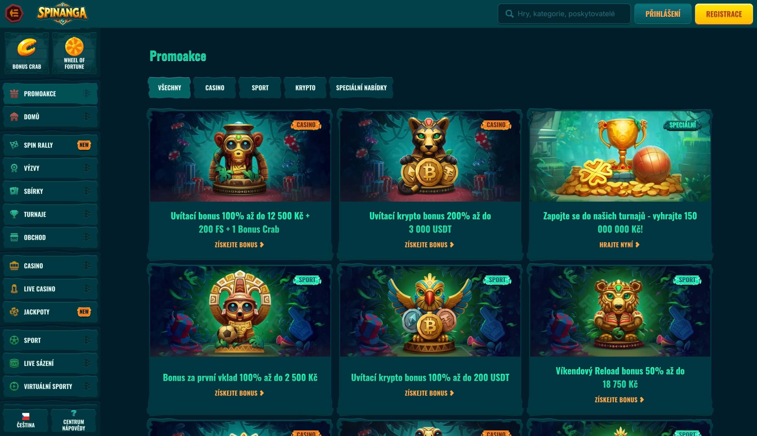 Spinanga bonusi z dobrodošlico, crypto promocijami in športnimi ponudbami za slovenske igralce