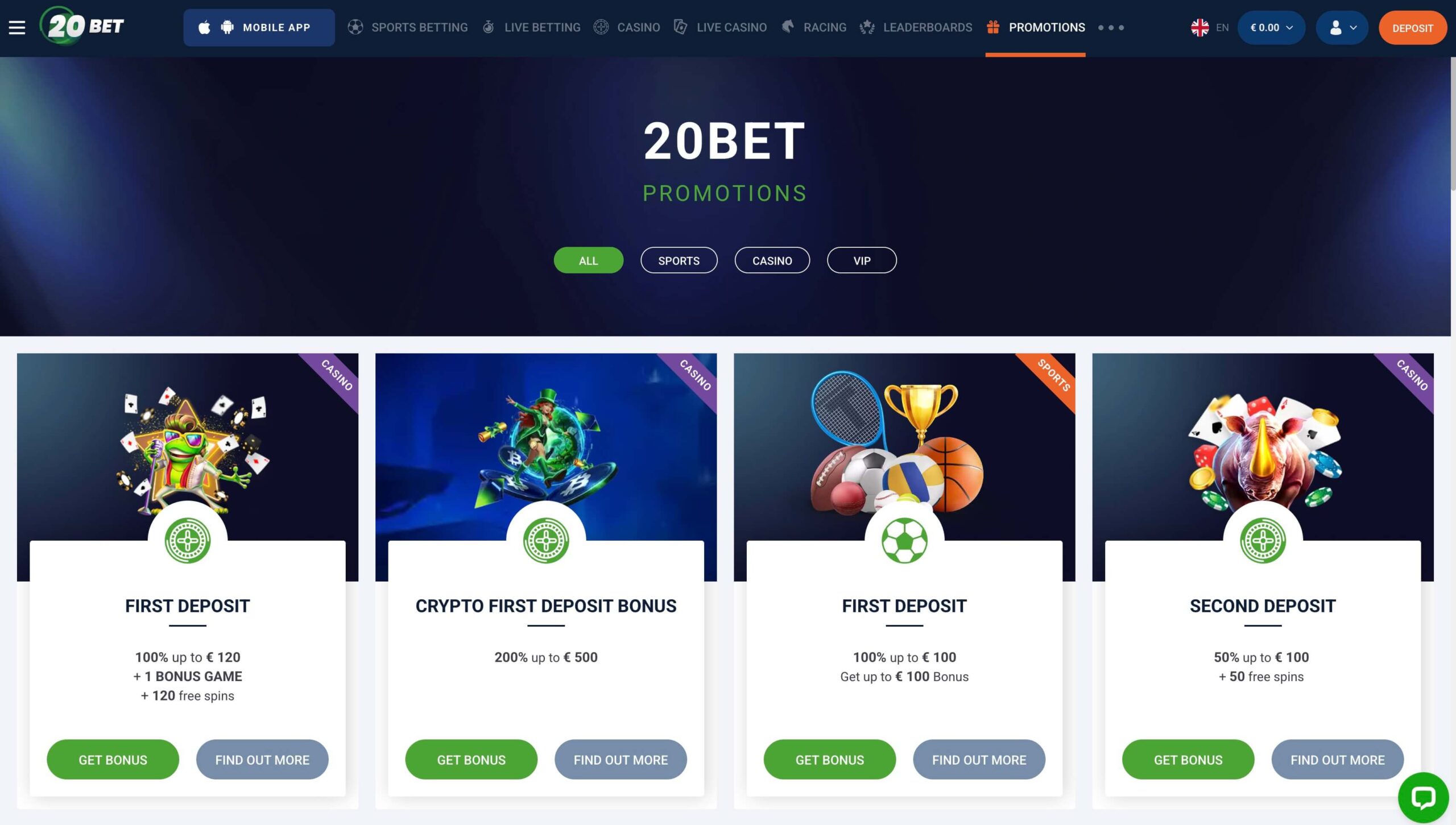 20Bet promocije z bonusi za prvi polog, crypto bonusi in športnimi ponudbami za slovenske igralce