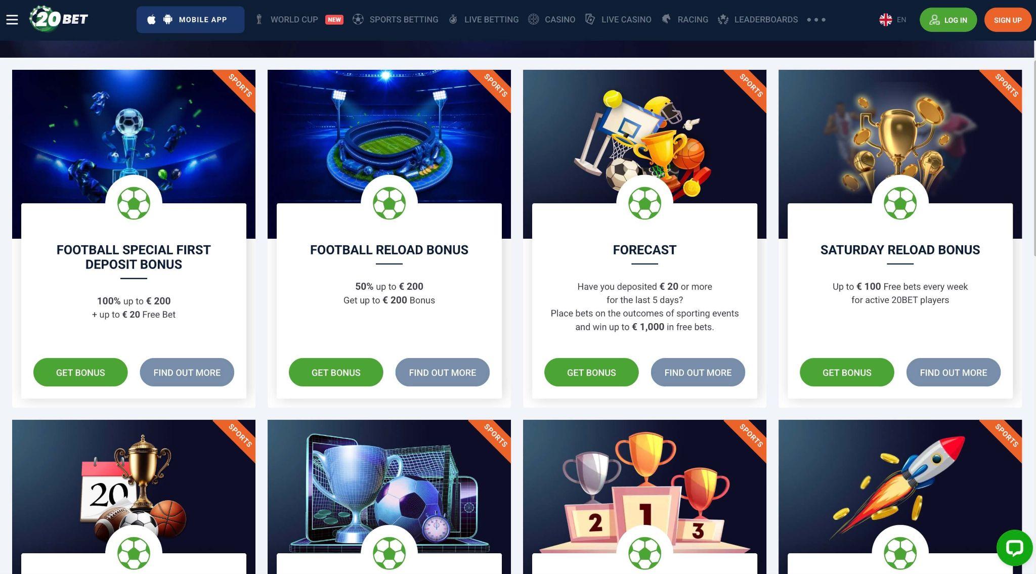 20Bet nogometni bonus in promocije za stave brez tveganja v Sloveniji