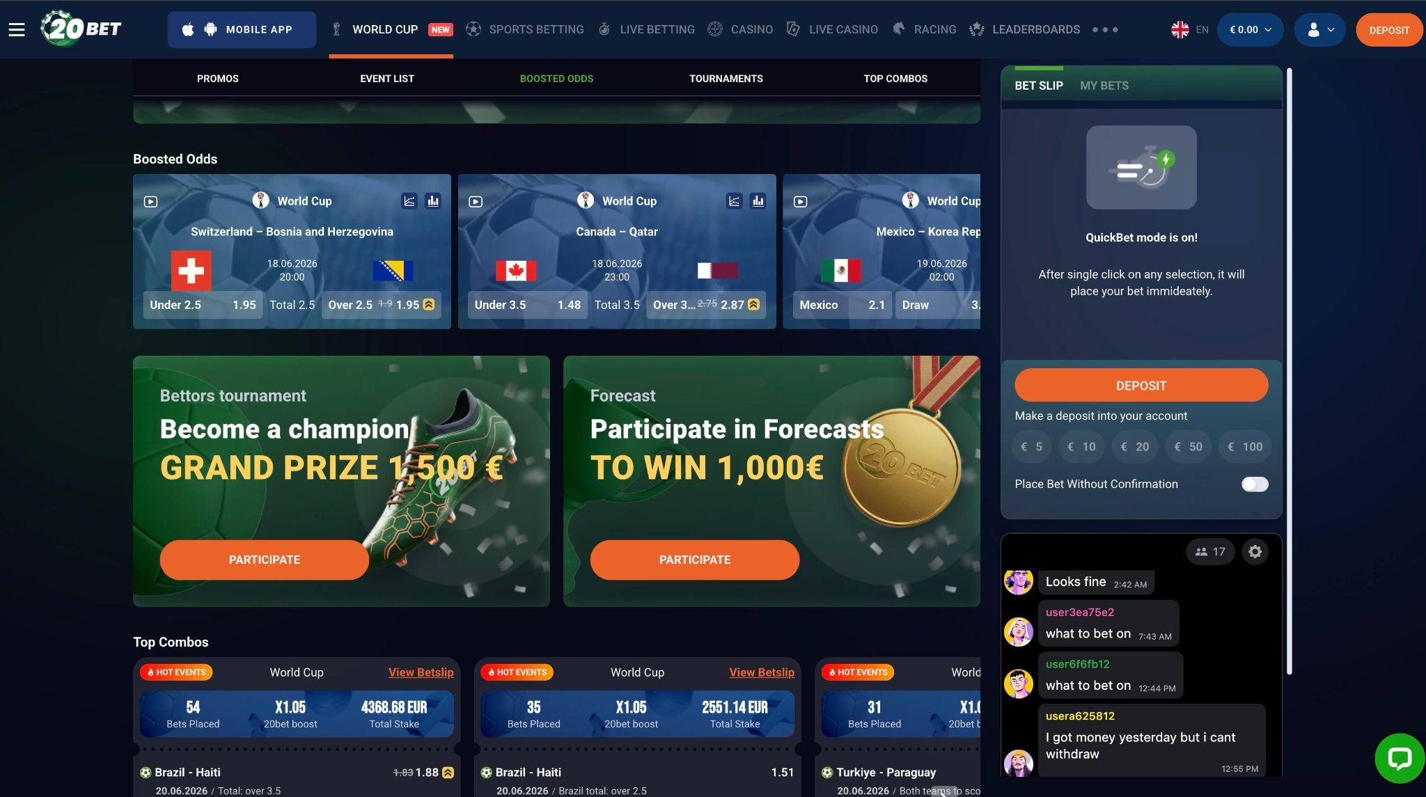 20Bet športna stavnica z enostavnim uporabniškim vmesnikom za začetnike