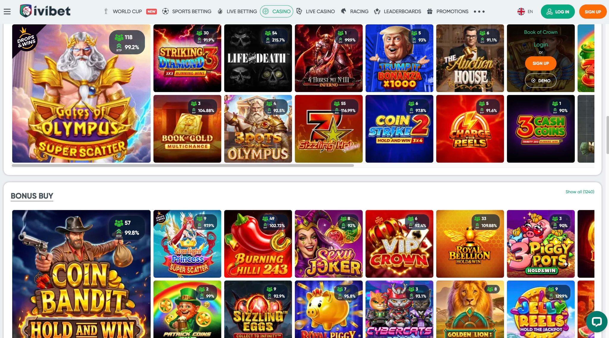 Ivibet igralni avtomati ponudnikov Pragmatic Play, BGaming in drugih studiev
