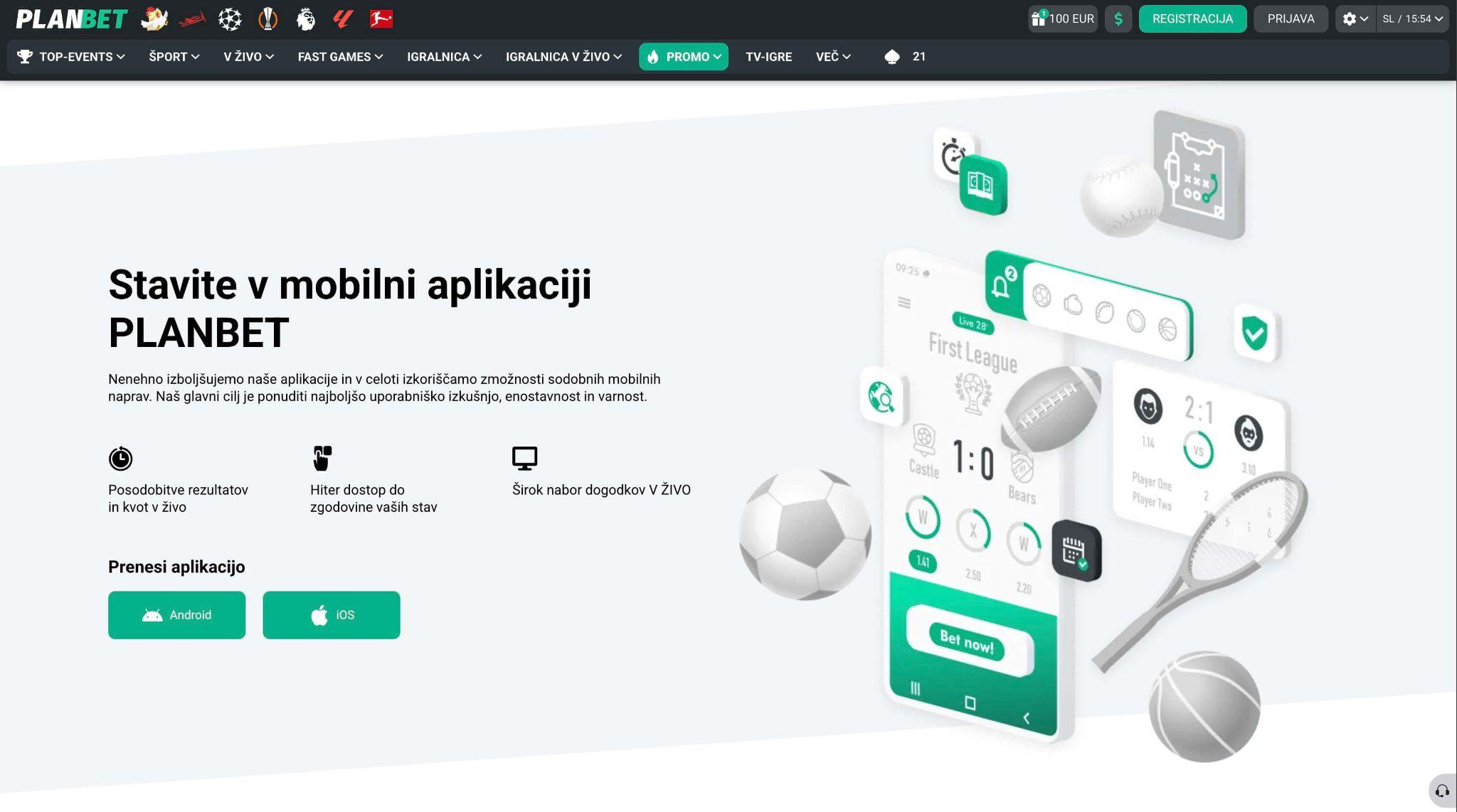 Mobilna aplikacija Planbet za Android in iOS