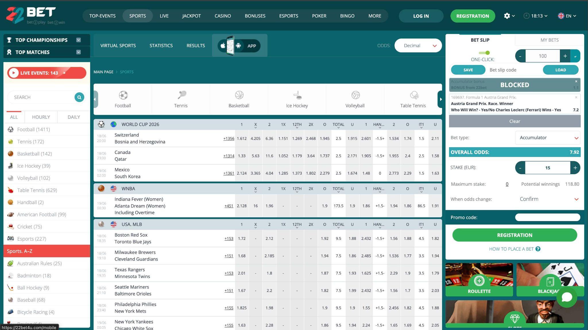 22Bet spletna stavnica z nizkim minimalnim depozitom za začetnike