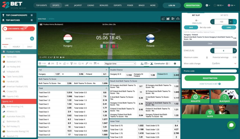 22Bet FIFA 2026 stave z nogometnimi kvotami in svetovnim prvenstvom
