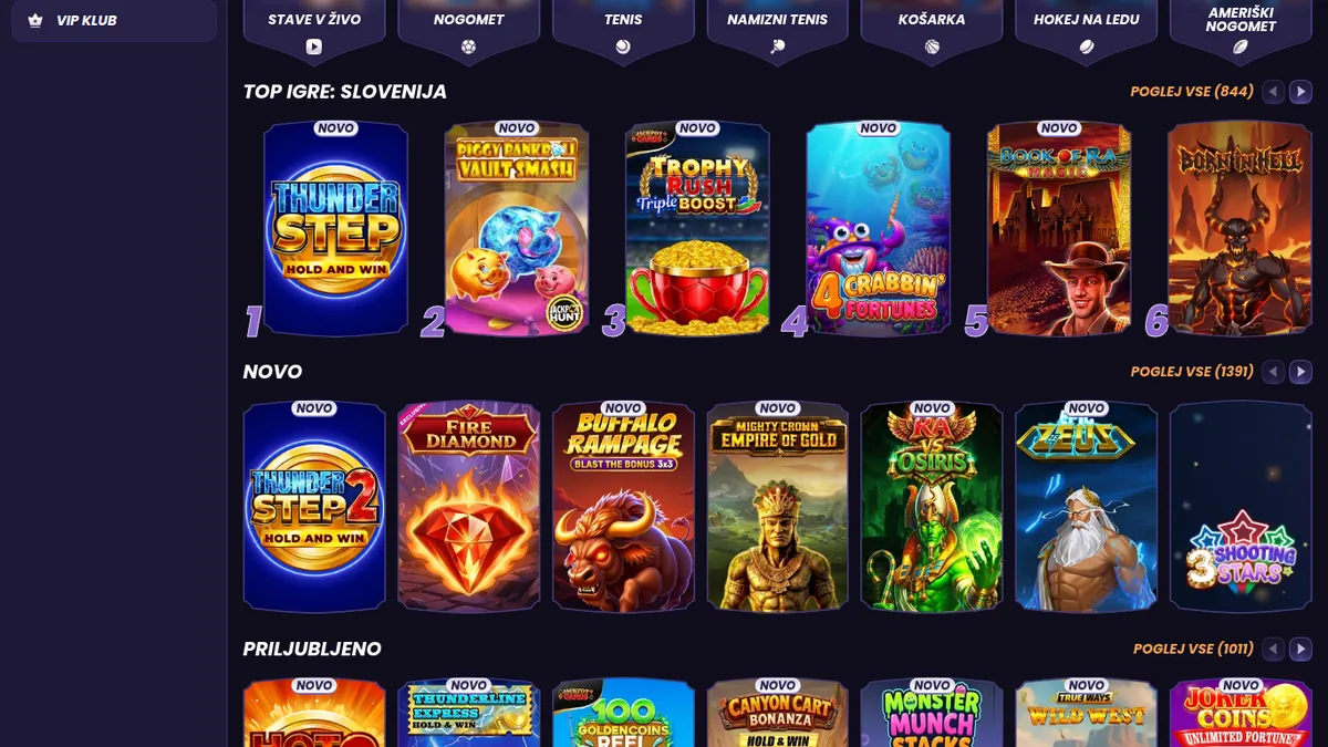 Igralnica Funbet z lestvico Top igre Slovenija in 1.391 novimi igrami