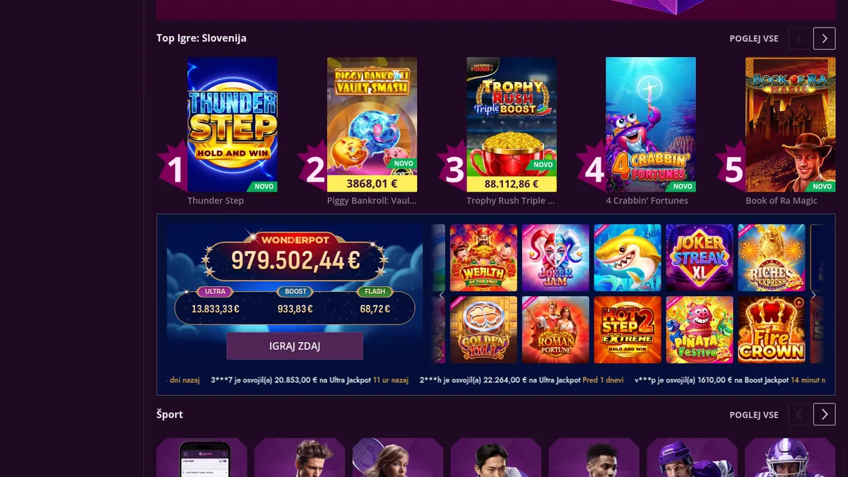 Zbirka Ekskluzivno v igralnici Malina Casino