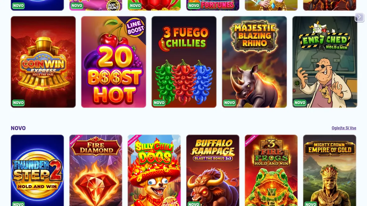 Novosti v igralnici SlotsPalace: 20 Boost Hot, Coin Win Express, 3 Fuego Chillies